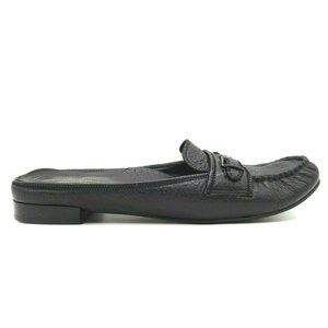 Cole Haan Air Black Leather Buckle Slide Mule Flats Shoes Women's 8 AA
